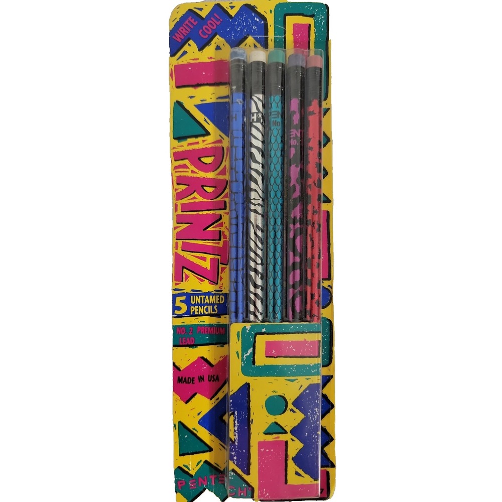 Vintage 1994 Pentech PRINTZ Untamed Metallic No 2 Pencils NOS Sealed USA